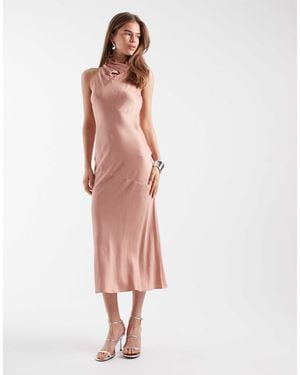 & Other Stories Satin Halter Neck Maxi Dress in Red | Lyst