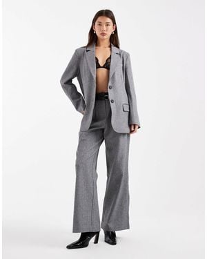 4th & Reckless Double Belt Pleat Detail Wide Leg Tailored Pants - Gray