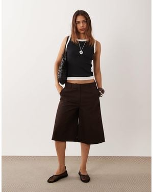 ASOS Wide Leg Clean Bermuda Short - Black