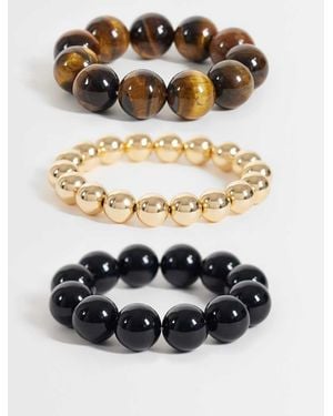 Reclaimed Vintage Chunky Three Pack Of Bracelets - Grey