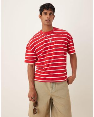 ASOS Recht Gebreid Oversized T-Shirt Met Verlaagde Schouders - Rood