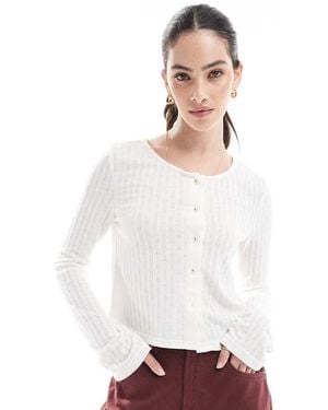Pieces Pointelle Cardigan - White