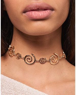 Bershka Spiral Choker Necklace - Natural