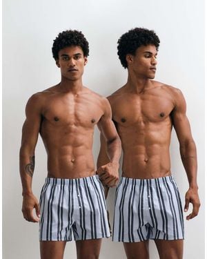 ASOS Set Van 2 Geweven Boxershorts Met Strepen - Blauw