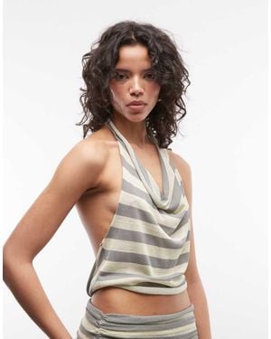 Collusion Festival Shimmer Stripe Halter Top Co-Ord - White