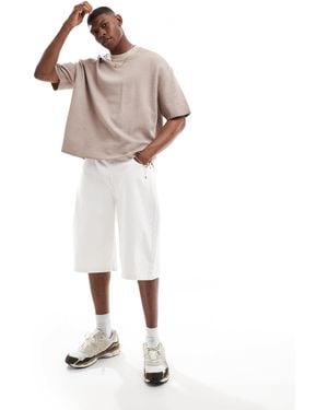 Bershka baggy Denim Short - White