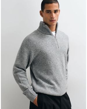 Jack & Jones Pull oversize duveteux à demi-zip - Gris