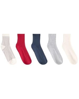 Oysho 5 Pairs Of Cotton Blend Quarter Socks - White