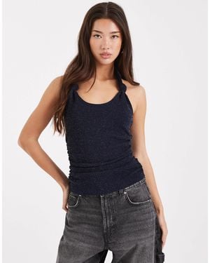 Collusion Knot Tie Halter Top - Black