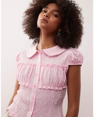 Collusion Textured Fitted Shirt - Pink