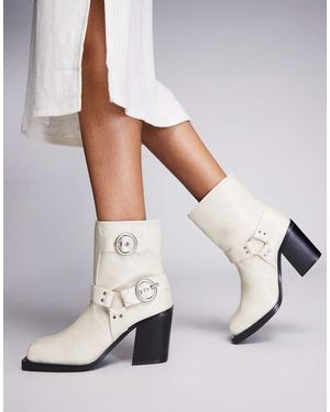 Public Desire Botines Biker Con Tacón Freak De -Blanco