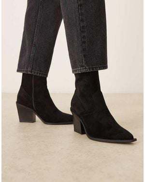 ASOS Wide Fit Remedy Heeled Western Boots - Black
