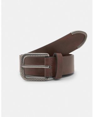 Pull&Bear Leather Effect Belt - Brown