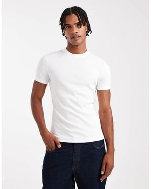 ASOS – hochgeschlossenes, geripptes t-shirt - Weiß