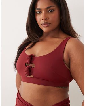 ASOS Asos Design Curve Martina Knot Square Neck Crop Bikini Top - Red