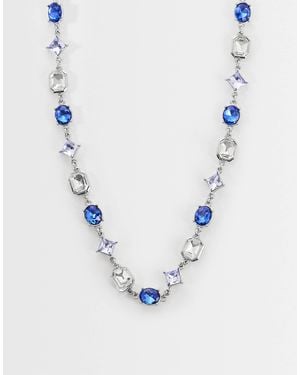 ASOS Square Blue Crystal Stone Set Necklace