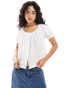 New Look Scoop Neck Tie Shell Top - White