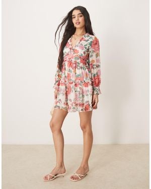 Vila Chiffon Frill Detail Mini Dress - Pink