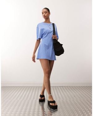 Monki T-Shirt Dress With Cinched Waist - Blue