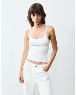Pull&Bear Tanktop mit spitzenbesatz - Weiß