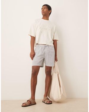 Abercrombie & Fitch Seersucker Relaxed Short - Natural