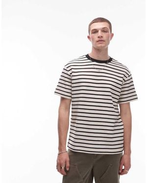 TOPMAN Relaxed Fit Striped T-shirt - White