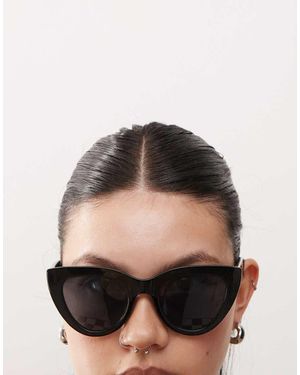 Monki Occhiali Da Sole Cat-Eye Rotondi Neri Oversize - Nero