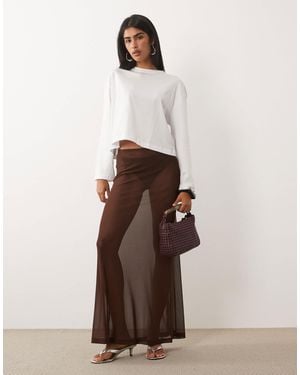 ASOS Sheer Mesh Maxi Skirt - Natural