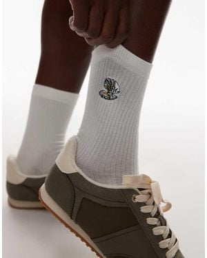 & Other Stories Embroidered Seashell Ankle Socks - Brown