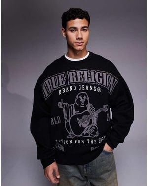 TRUE RELIGION Graphic Logo Cinched Knit Jumper - Grey