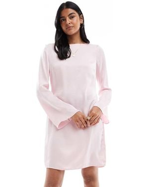 Vero Moda Bell Sleeve Satin Mini Dress - Pink