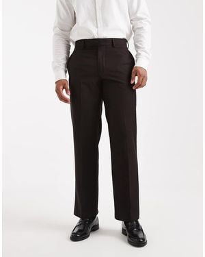ASOS Pantaloni Da Abito Dritti Scuro Con Motivo Gessato - Nero