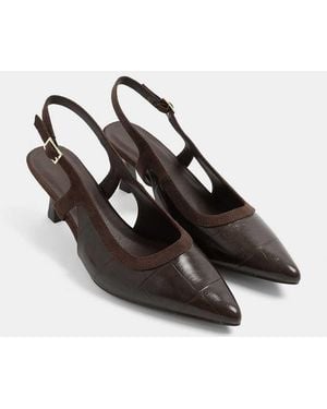 Yours Clothing Wide Fit Croc Embossed Sling Back Heels - Black