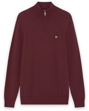 Lyle & Scott Mid Knits Cotton Merino Quarter Zip Jumper - Red