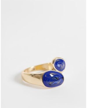Reclaimed Vintage Unisex Wraparound Ring With Green Stone - Blue