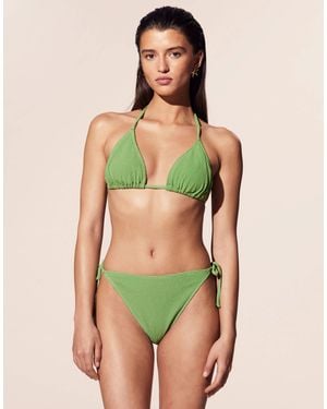 & Other Stories Textured Crinkle Side Tie Bikini Bottom - Green