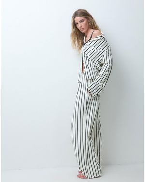 Loungeable Cosy Velour Revere Button Up Shirt And Trouser Pyjama Set - Grey
