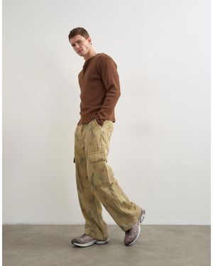 TOPMAN Baggy Fit Twill Camo Print Pants - Green