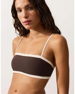 Oysho Bikini A Fascia Con Finiture A Contrasto - Nero