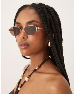 Lu Goldie Lara Oval Metal Frame Sunglasses - Brown