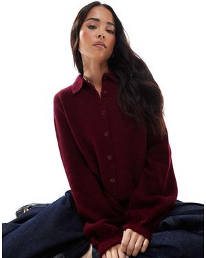 ASOS Cardigan Con Colletto E Maniche A Palloncino - Rosso