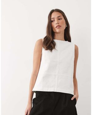 Threadbare Denim Sleeveless Top - White