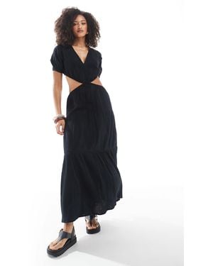 esmé studios Esmee Exclusive Cut Out Maxi Tiered Beach Dress - Blue