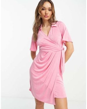 Closet Vestito Camicia Corto Drappeggiato - Rosa