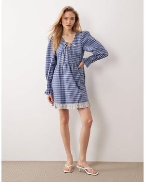 Y.A.S Tie Front Mini Dress - Blue
