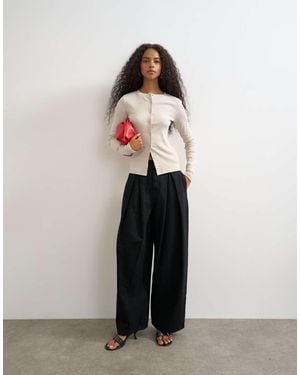 TOPSHOP Wide-Leg Jeans Met Gesp Aan De Zijkant - Zwart