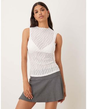 Vila Textured Sheer Sleeveless Top - Grey