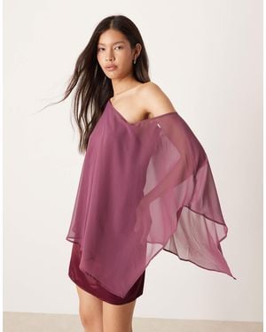 ASOS Satin Chiffon Mix One Shoulder Mini Dress - Purple