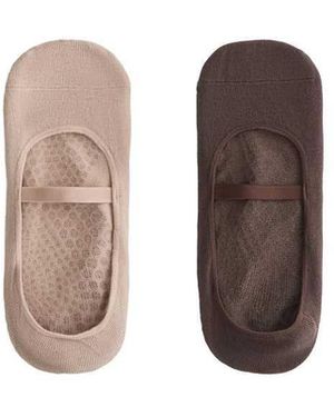 Oysho 2 Pairs Of Invisible Cotton Blend Yoga And Pilates Socks With Crossover Strap - Brown