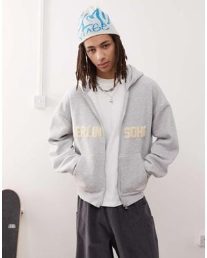 Prohibited Soho Logo Zip Hoodie - Grey
